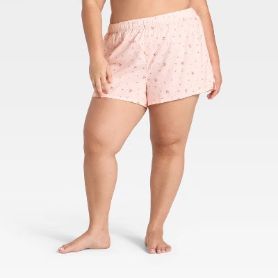 Women's Boxer Pajama Shorts - Wild Fable™ Pink Floral 1X | Target