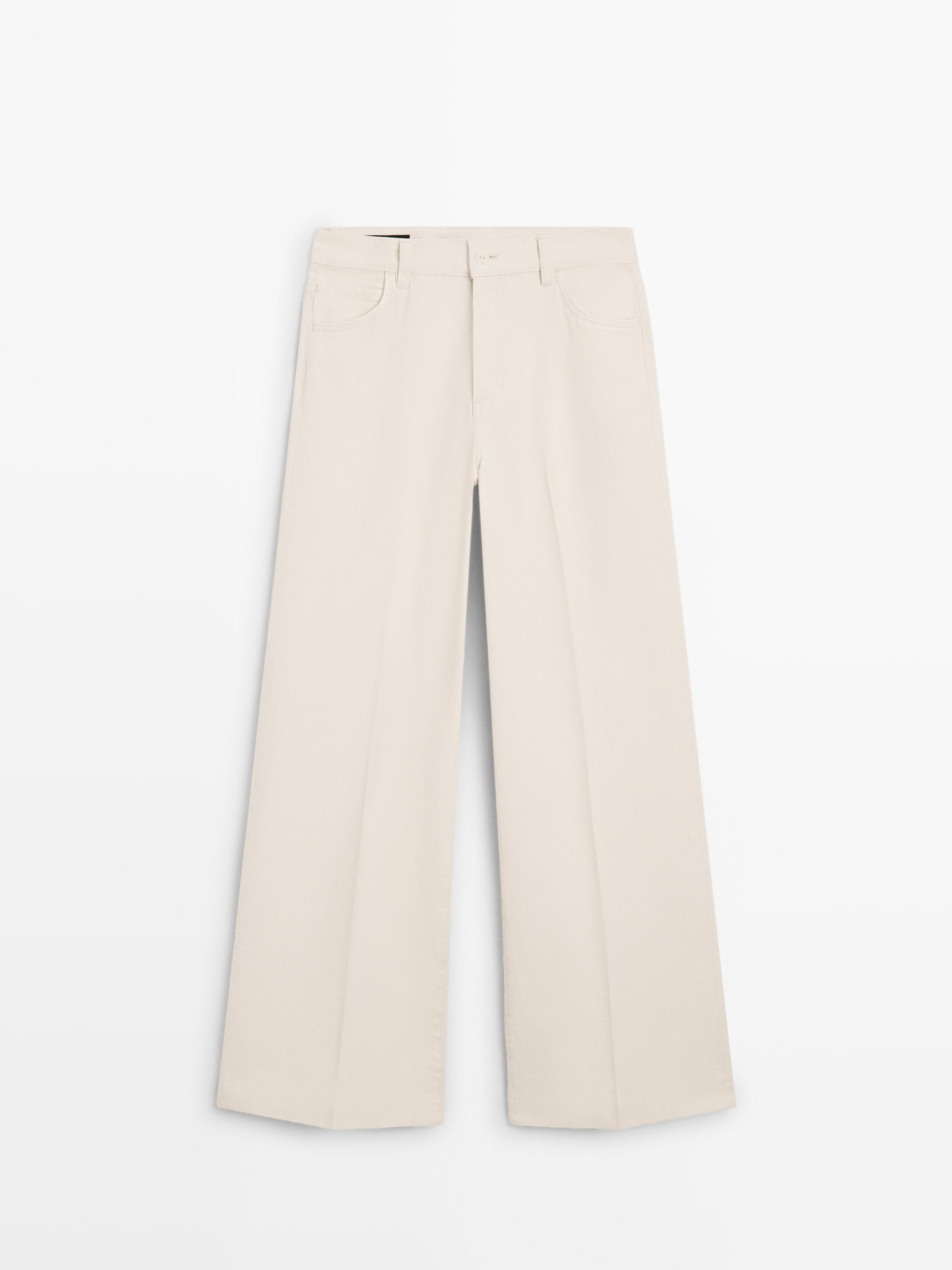 High-waist palazzo jeans | Massimo Dutti UK