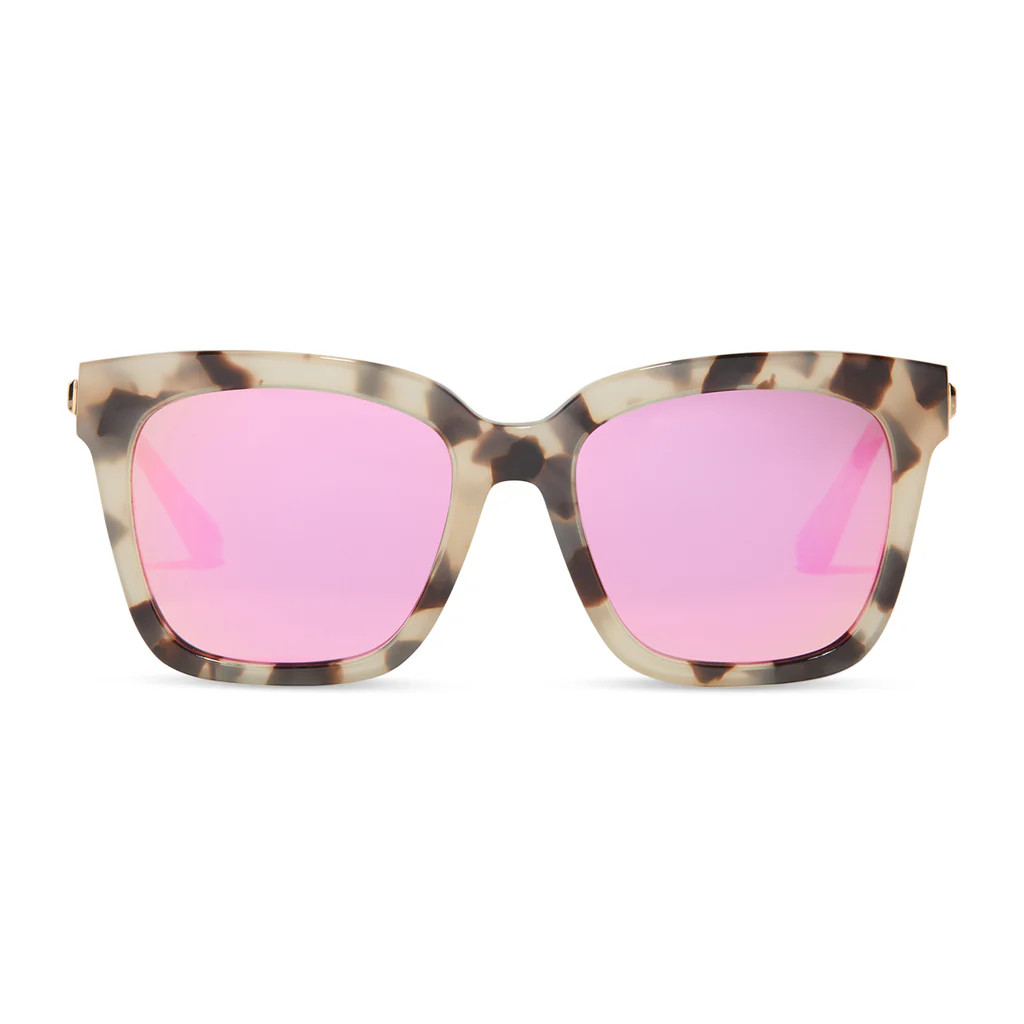 COLOR: cream tortoise pink mirror sunglasses | DIFF Eyewear
