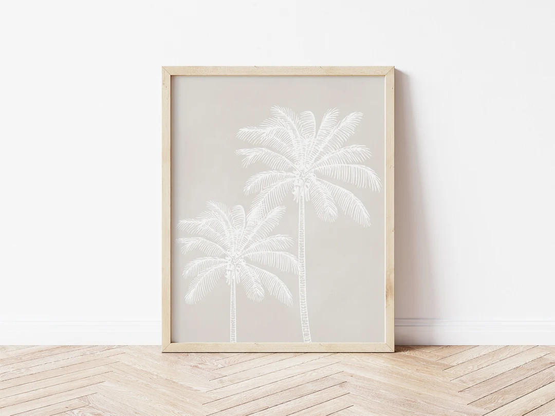 Palm Trees Printable, Beach Printable, Beige Artwork, Botanical Print, Coastal Print, Coastal Wal... | Etsy (US)