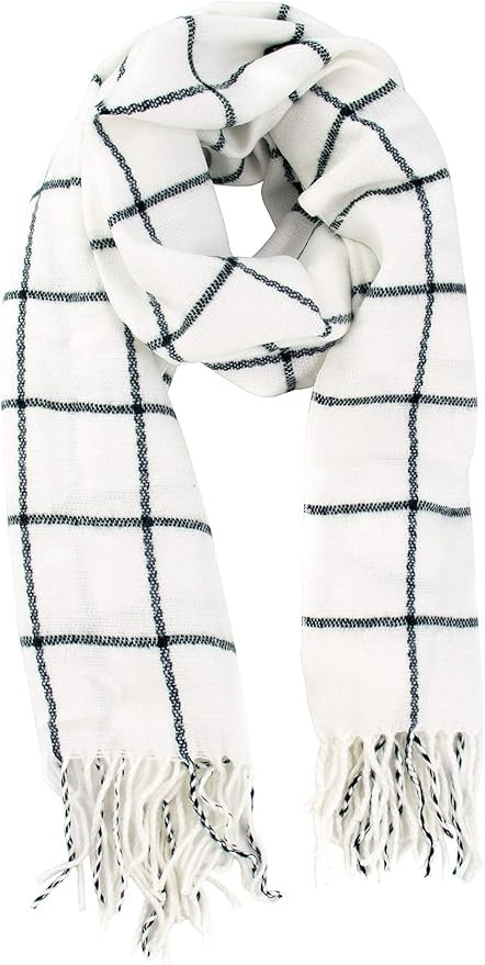 DAZCOS Plaid Scarf Winter Warm Unisex Soft Black Striped Anime Natsu Costume | Amazon (US)