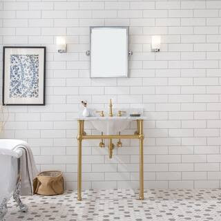 Embassy 30 in. Brass Wash Stand Legs with Satin Brass Connectors | The Home Depot