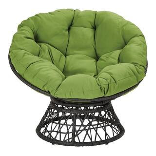 OSP Home Furnishings Papasan Chair with Green Round Pillow-Top Cushion and Black Frame BF25292-6 ... | The Home Depot
