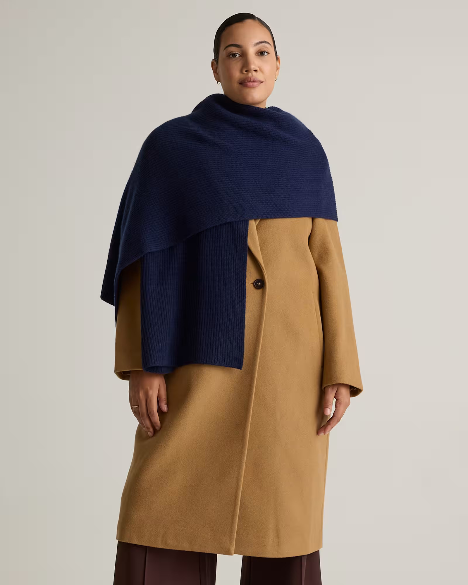 Mongolian Cashmere Ribbed Wrap in Navy | Quince