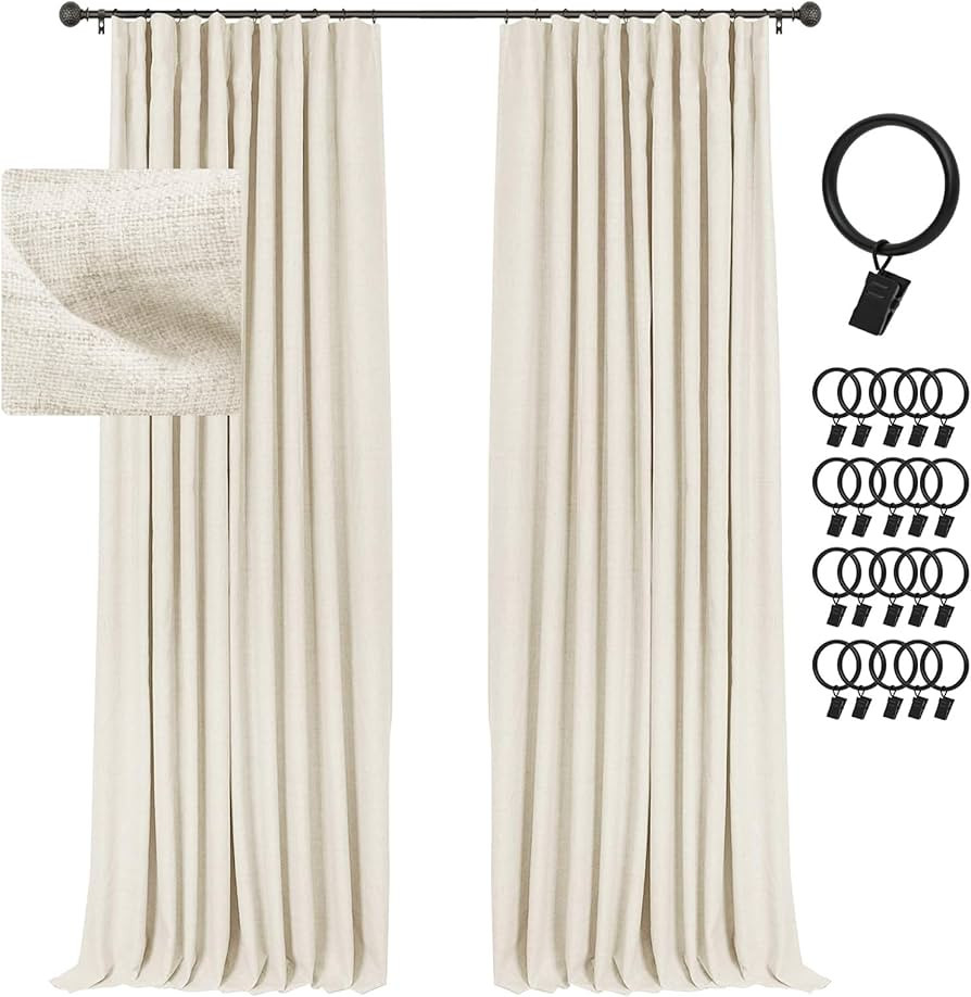 INOVADAY Cream Blackout Curtains 102 Inches Long, 100% Light Blocking Thermal Insulated Room Dark... | Amazon (US)