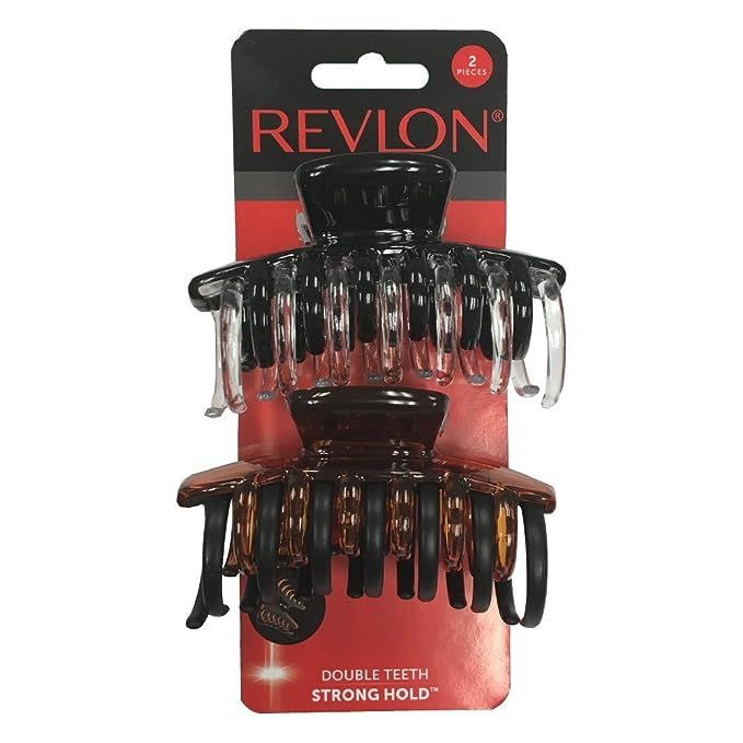 Revlon Strong Hold Hair Claw Clips, Brown/Black, 2 Count (Pack of 1) | Amazon (US)