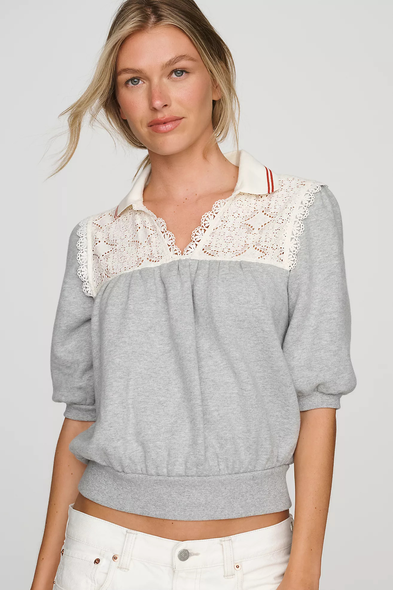 Maeve 100% Cotton Lace Sweatshirt | Anthropologie (US)