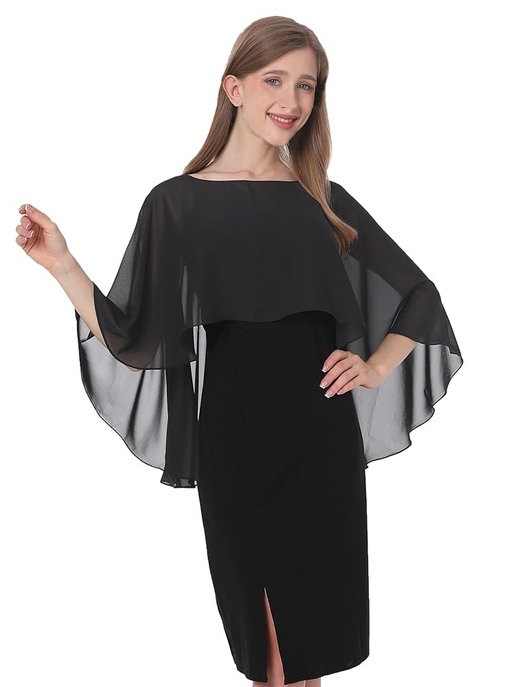 Baoqiya Women's Capelet Shawls and Wraps for Evening Dresses Soft Bridesmaid Shawl Chiffon Cape W... | Amazon (US)