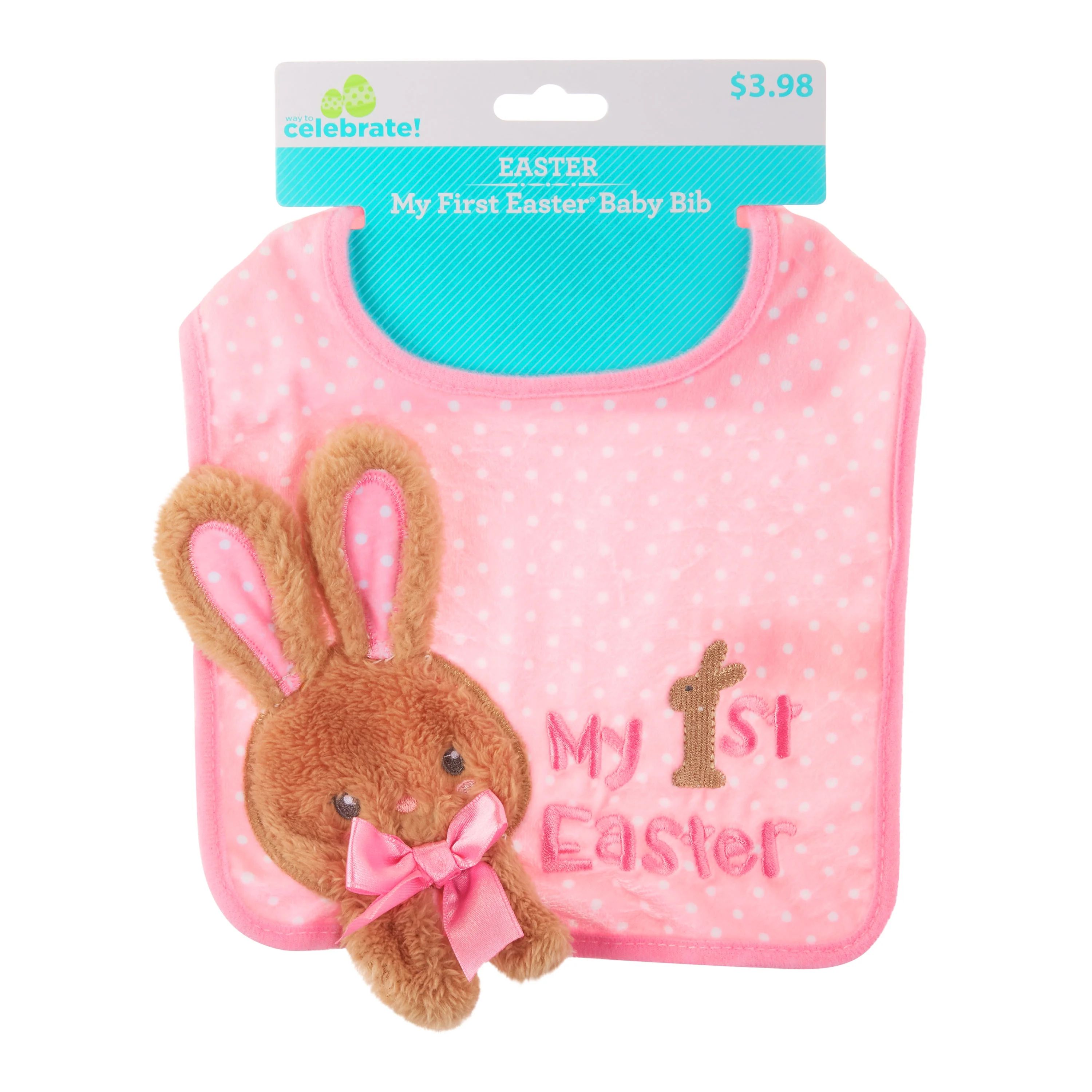 Way To Celebrate Easter My 1St Easter Baby Bib, Pink Bunny - Walmart.com | Walmart (US)