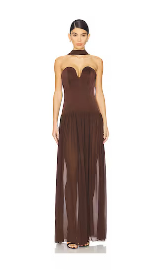Ada Corset Maxi Dress in Dark Brown | Revolve Clothing (Global)