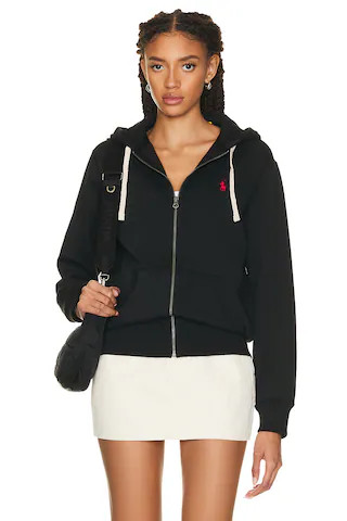 Polo Ralph Lauren Fleece Full Zip Hoodie in Black | FWRD 