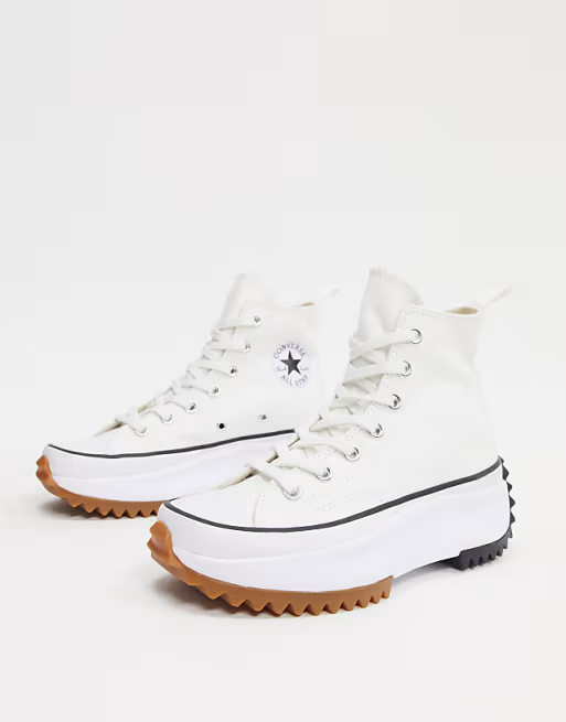 Converse Run Star Hike Hi canvas platform sneakers in white | ASOS (Global)