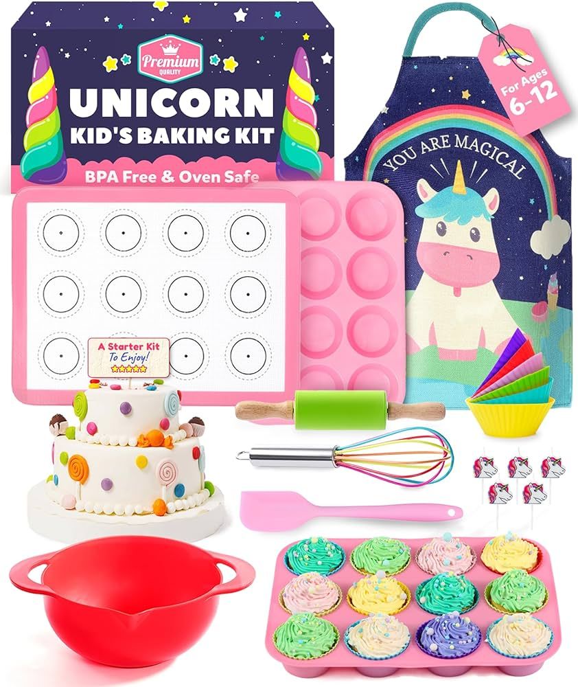 Osmi Complete Kids Baking Set - 14pc Unicorn Chef Baking Kit - Premium Cooking Gift for Boys and ... | Amazon (US)