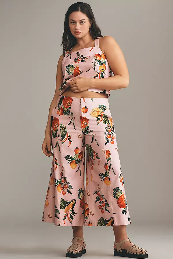 High-Rise Printed Crop Wide-Leg Pants | Anthropologie (US)