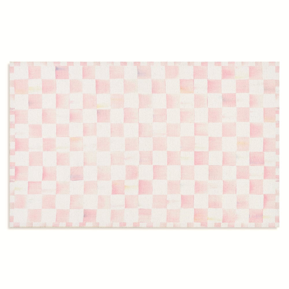 Rosy Checkered 3' x 5' Washable Rug | MacKenzie-Childs
