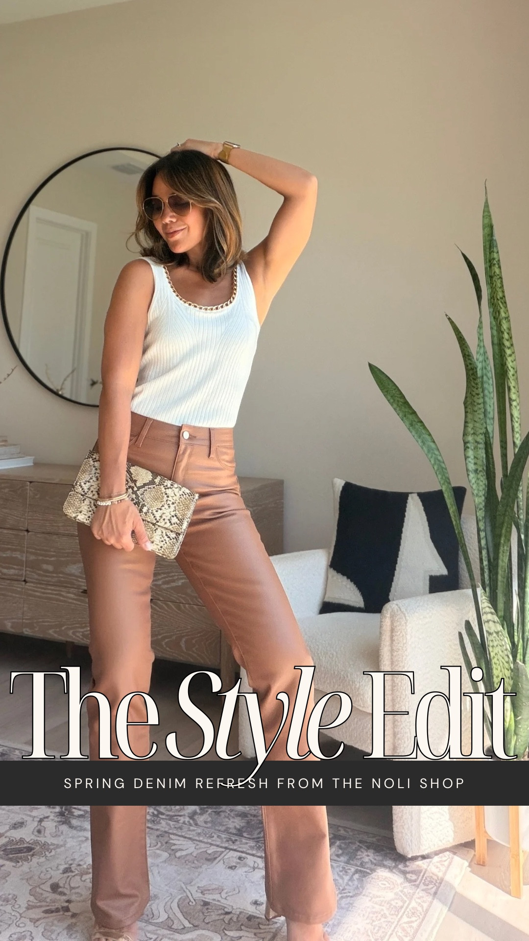 Spring Denim Refresh from @thenolishop 👖✨

Wearing the Aria in mocha with that sleek, coated caramel finish and a four-way stretch that moves with you and holds its shape. Paired ir with their Millie Knit Tank in pearl with luxe gold detail around the collar. So chic! 👌✨

#ad

#LTKootd #LTKSeasonal #LTKgrwm