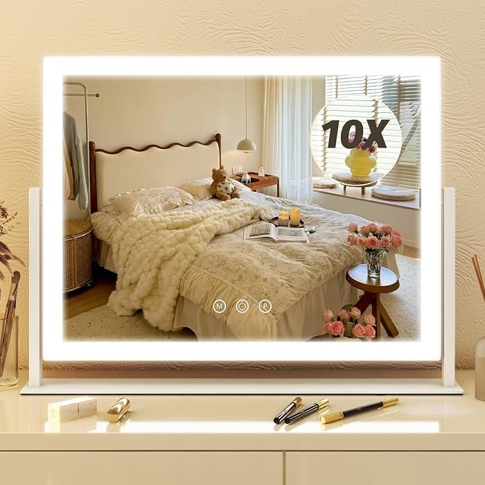 FENNIO Vanity Mirror with Lights 13'' x 17'' Makeup Mirror with Lights,Vanity Mirror Touch Screen... | Amazon (US)