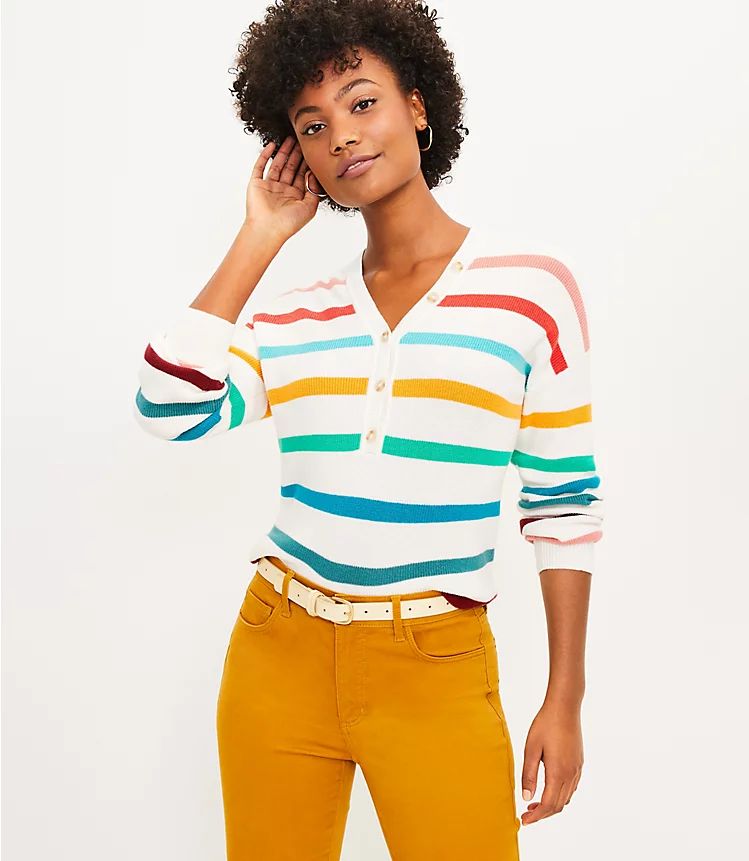 Striped Henley Sweater | LOFT | LOFT