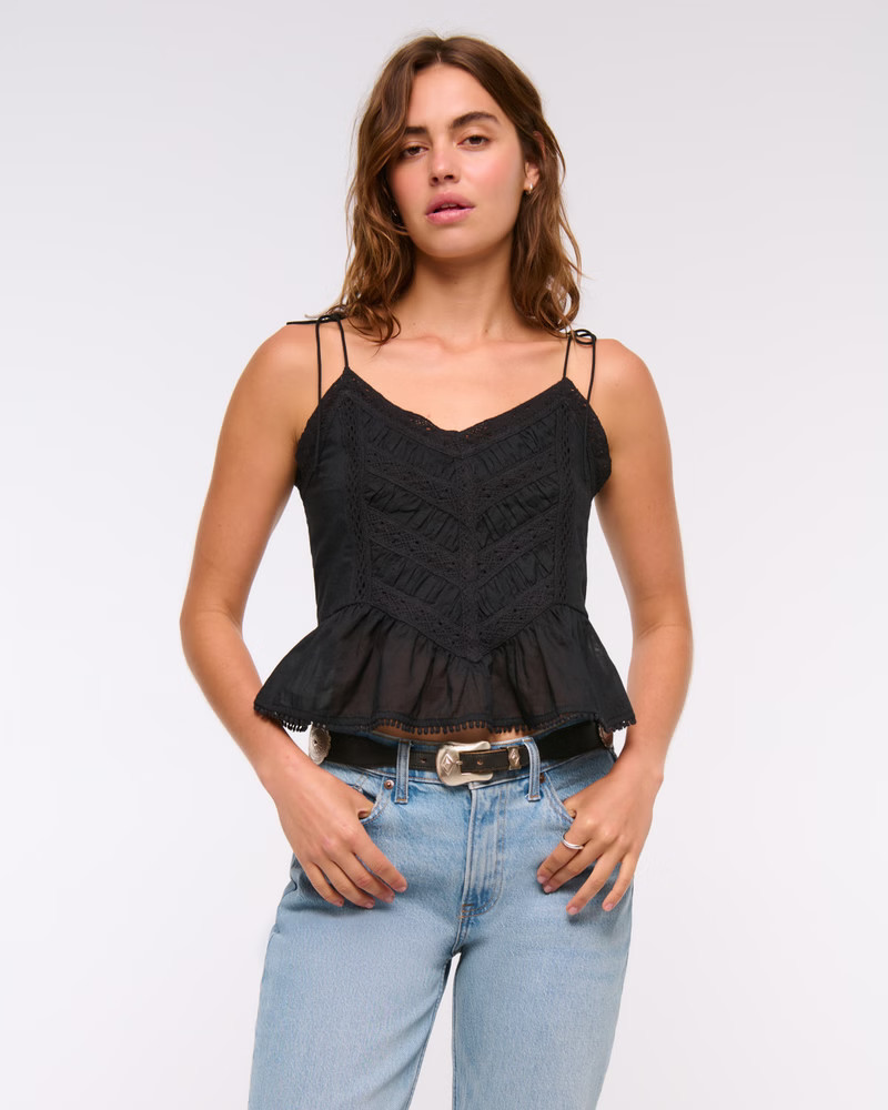 Lace-Trim Tie-Strap Cami | Abercrombie & Fitch (US)