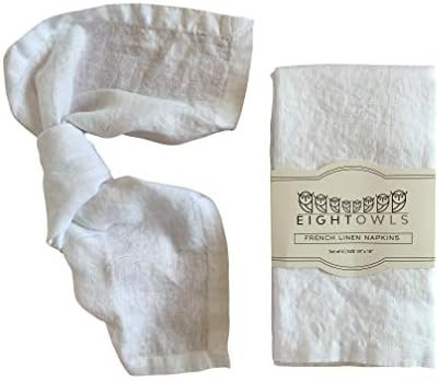 Eight Owls Linen Napkins – 100% Pure Stonewashed Linen Cloth Napkins – Mitered Corners - Crea... | Amazon (CA)