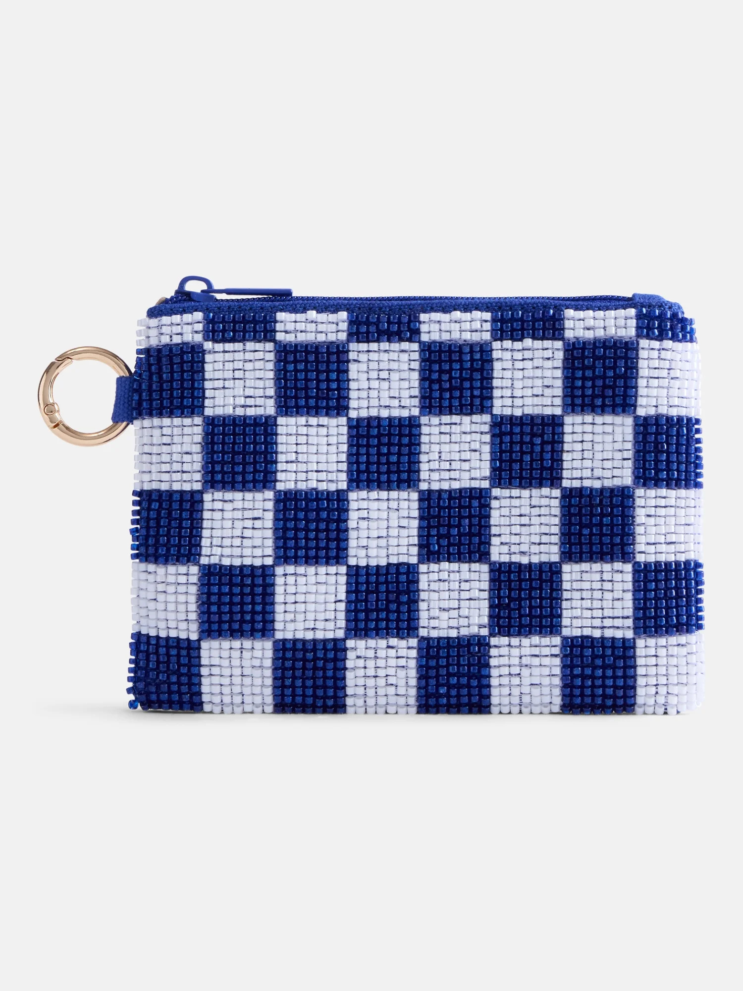 No Boundaries Women’s Game Day Checkered Beaded Pouch, Blue Checkered - Walmart.com | Walmart (US)