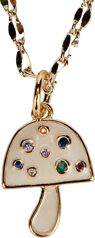 Mushroom Pendant Necklace Gold Plated with Charms | Amazon (US)