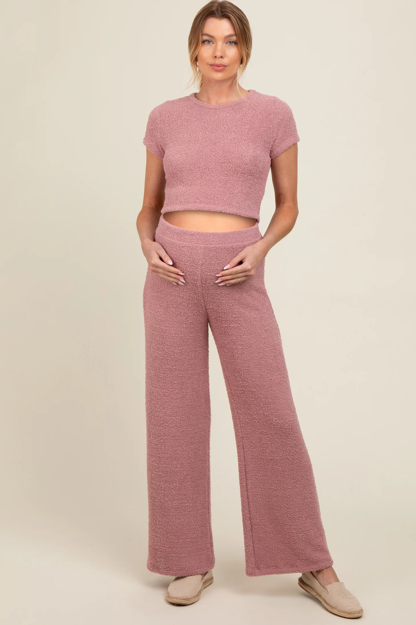 Mauve Short Sleeve Pant Maternity Lounge Set | PinkBlush Maternity