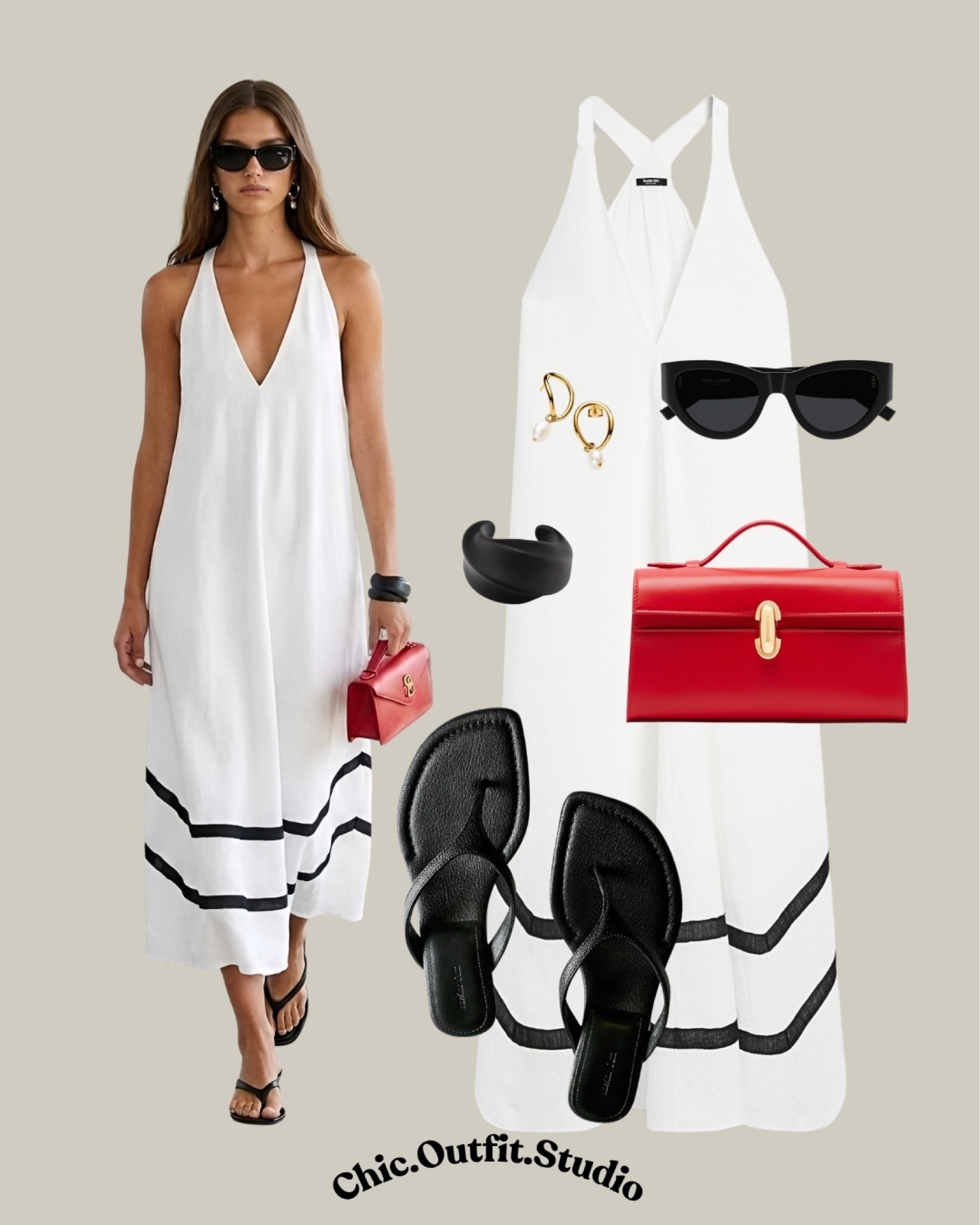 Minimal White Summer Dress & Red Accessories

✨A flowing white maxi dress with black trim styled alongside bold red accessories creates an elegant minimalist summer outfit with timeless European energy. The black sandals and structured red bag add contrast while keeping the look refined and wearable for vacations, summer dinners, resort stays, sunset walks, or chic city weekends. Easy dresses like this always become repeat summer favourites.
✨Tags: white summer dress outfit, minimalist vacation outfit, elegant summer style, red bag outfit women, resort wear women, effortless chic dress outfit, European fashion summer, black sandal outfit, timeless summer dressing, elevated warm weather outfit

#LTKsummer #LTKshoes #LTKdresses