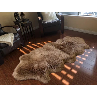 Wheless Handmade Shag Sheepskin Light Brown Area Rug | Wayfair North America
