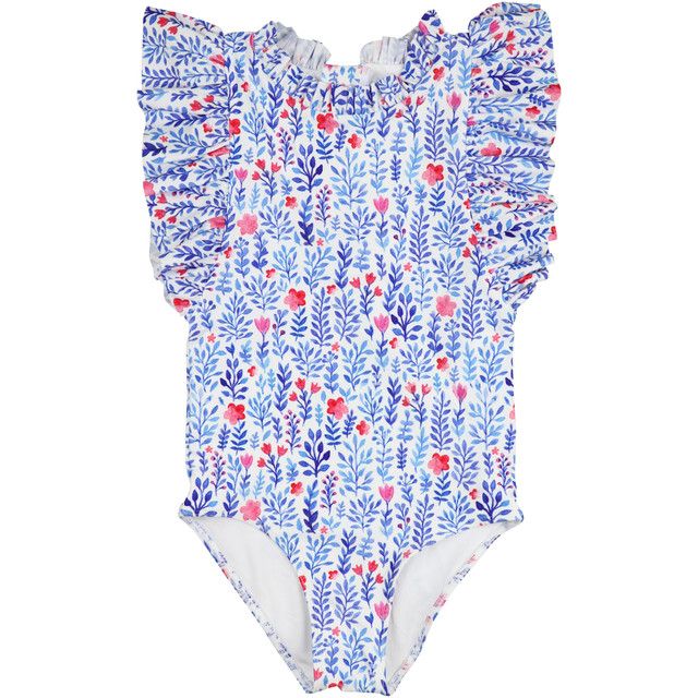 Blue and Red Floral Print Swimsuit | Cecil and Lou