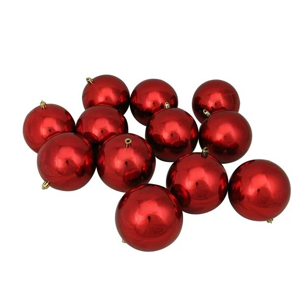 12ct Shiny Red Hot Shatterproof Christmas Ball Ornaments 4" (100mm) - Walmart.com | Walmart (US)