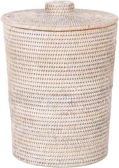 Kouboo La Jolla Rattan Round Plastic Insert & Lid, Large, White-Wash for Bedroom, Living Room and... | Amazon (US)