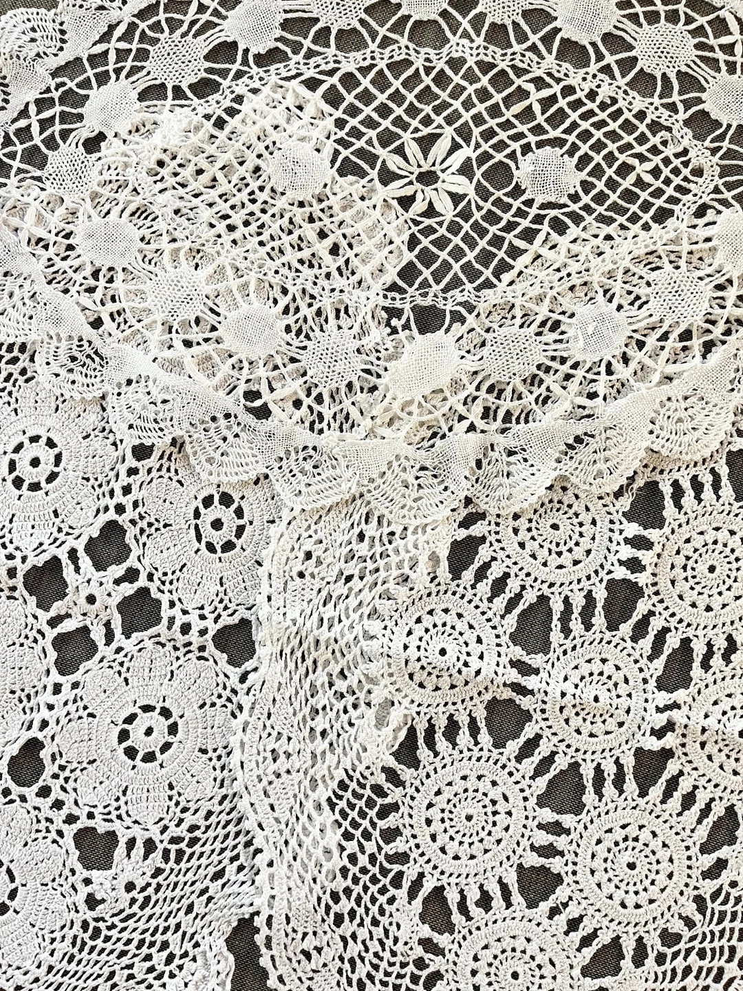 Crochet doily bundle with 3 assorted large vintage doilies, bundle for junk journals scrapbooks h... | Etsy (US)