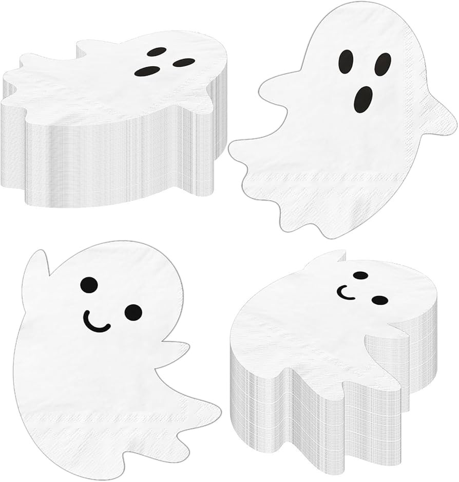Halloween Napkins, 40pcs White Ghost Napkins Disposable Halloween Paper Napkins White Halloween D... | Amazon (US)