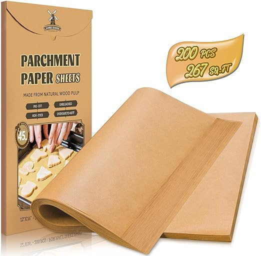 200 Pcs Unbleached Parchment Paper Baking Sheets, 12 x 16 Inch, Precut Non-Stick Parchment Sheets... | Amazon (US)