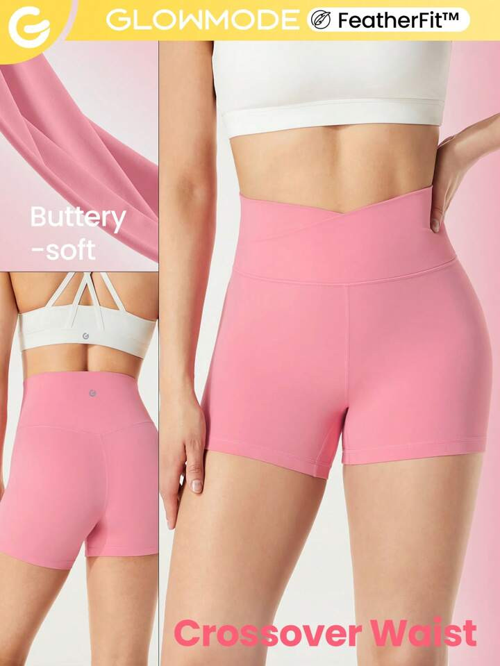 GLOWMODE 4.3" FeatherFit™ Crossover Cutie Biker Shorts Breathable Cycling Running Gym Workout | SHEIN