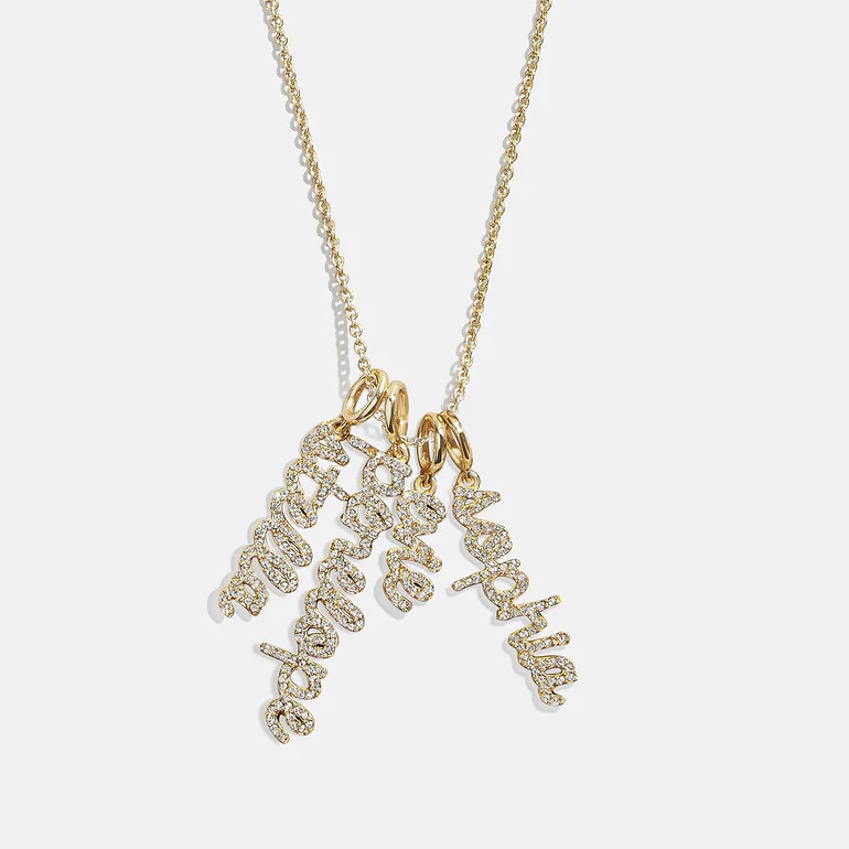 Mini Pavé Script Cluster Custom Nameplate Necklace - 4 Names | BaubleBar