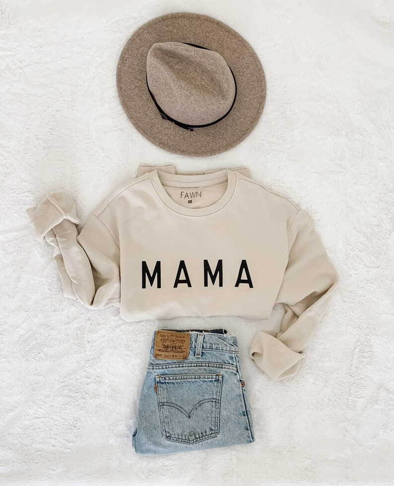 MAMA crew (oatmeal) | Etsy (US)