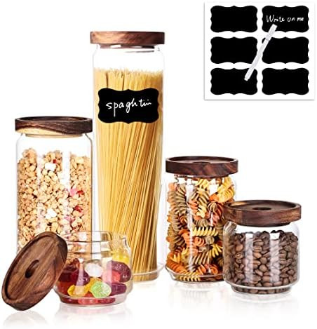 Glass Food Storage Jars, Glass Storage Contianers Jars with Airtight Lids, Glass Canisters Jars S... | Amazon (US)