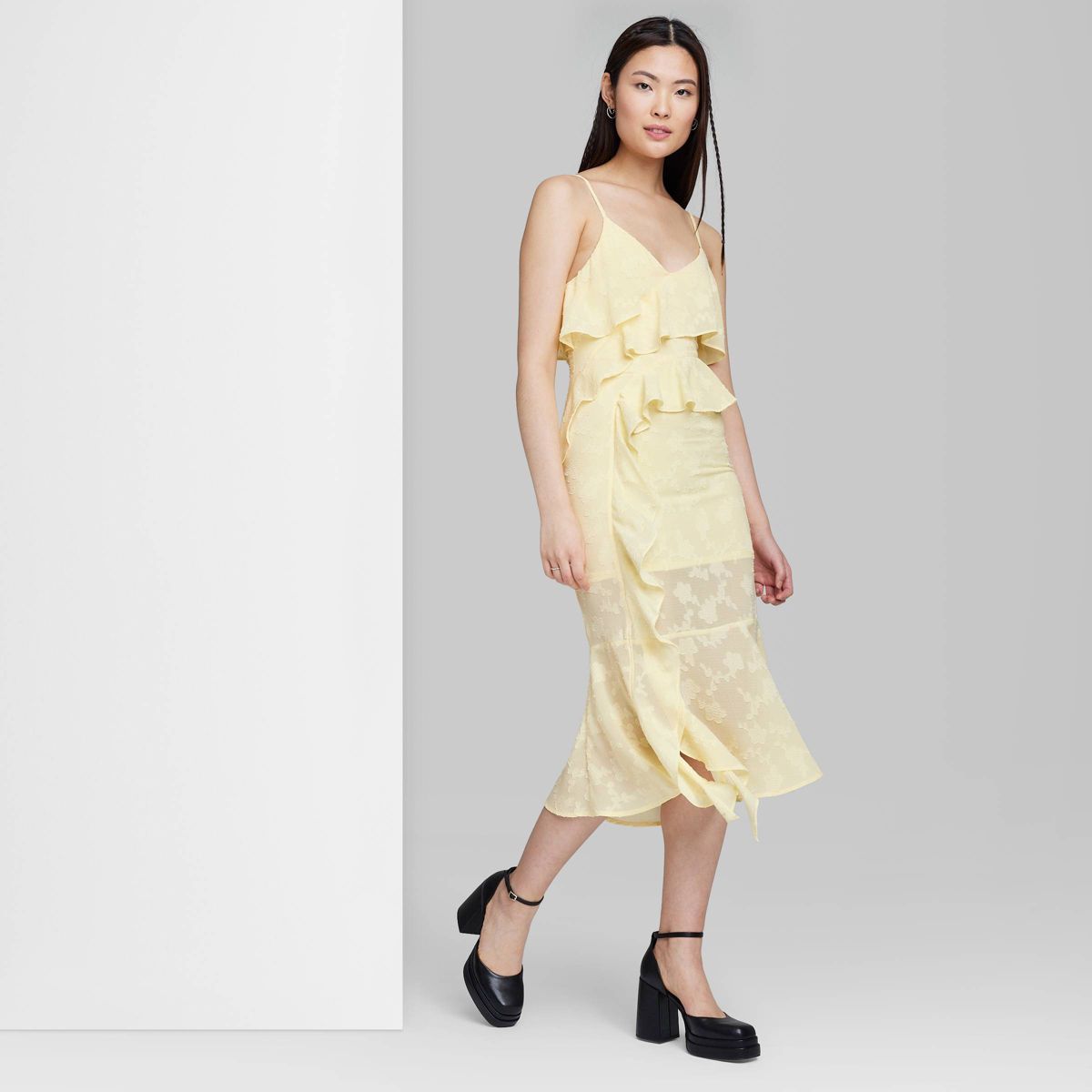 Women's Ruffle Midi Dress - Wild Fable™ Yellow M | Target