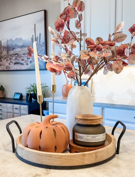 I’m in love with this fall tray from @walmart … I started with a neutral base (tray, candle sticks & vase) and added in some fall pieces (pumpkin, warm candle & fall florals) … and I can’t wait to adjust it for Halloween this week! 

#WalmartPartner #IYWYK #WalmartFinds

#LTKhome #LTKSeasonal #LTKfindsunder50