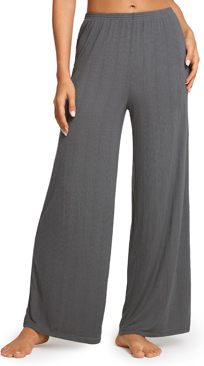 Natrelax Modal Ribbed Pajamas Pants | Semi Sheer Fabric, Inseams 29", Wide Leg, Lounge, Loose Fit... | Amazon (US)
