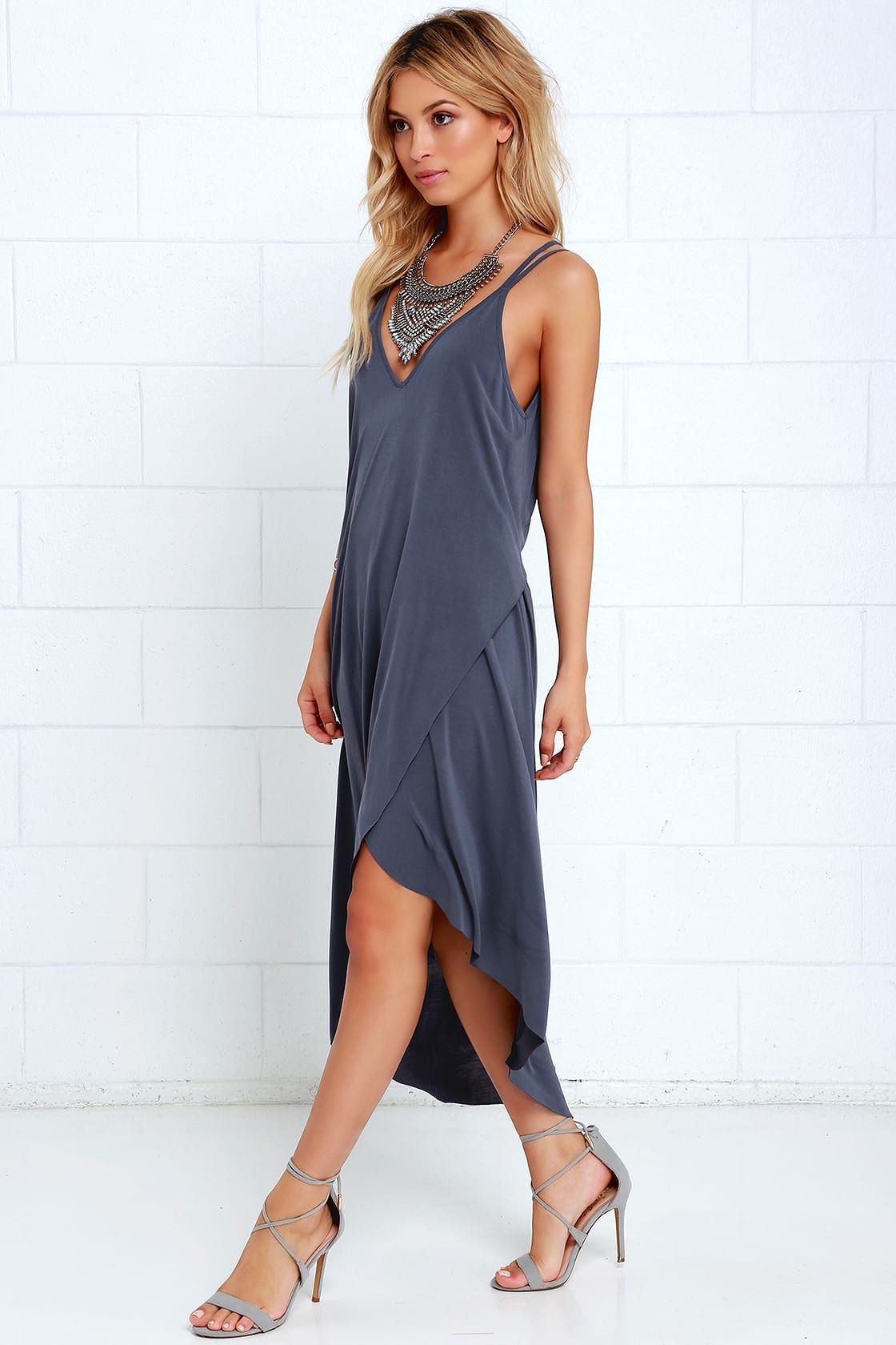Mood and Melody Washed Blue High-Low Dress | Lulus (US)