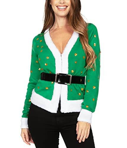 Tipsy Elves Classic Cute Cardigan Ugly Christmas Sweaters for Women with Fun Patterns and Animals - Women's Colorful Green Workshop-it Christmas Cardigan Size 3X-Large | Amazon (US)