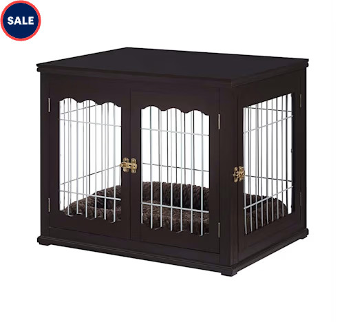UniPaws Espresso Furniture-Style Crate for Medium Dogs, 31.9" X 22.8" X 26" | Petco | Petco