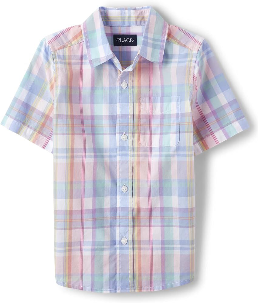 The Children's Place Big Boys' Short Sleeve Button Down Shirt | Amazon (US)