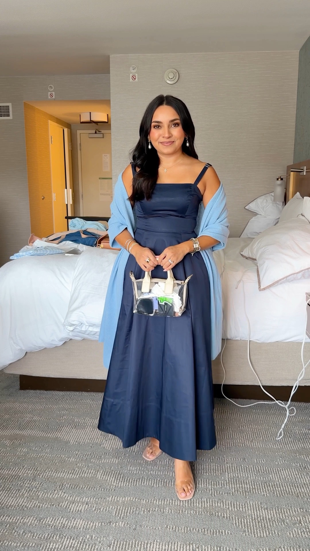 Dress size xs - sized up a size, runs small under the bust
Clear heels size 5 TTS
Wrap in color baby blue

#LTKootd #LTKPetite #LTKTravel