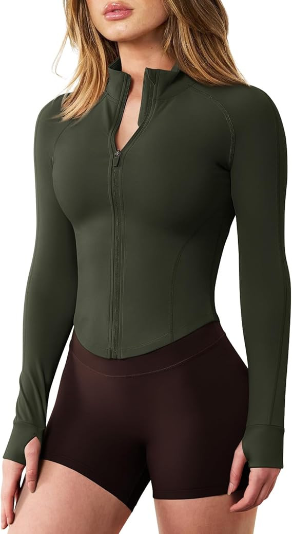 GYM RAINBOW - Chaquetas de entrenamiento para mujer, ligeras, con cremallera, ajuste entallado, p... | Amazon (US)