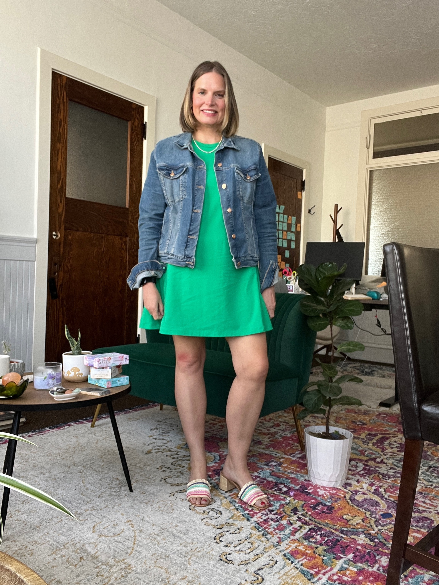 Day 10 Outfit Formulas Capsule Wardrobe
Target dress
Old Navy Jean Jacket
Heels JCrew Outlet

#LTKcurves #LTKstyletip #LTKSeasonal