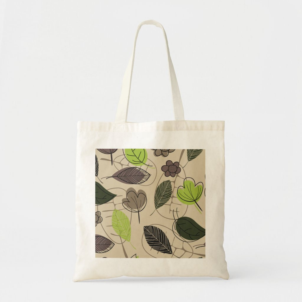 Modern Leaf Pattern In Green and Beige Tote Bag | Zazzle